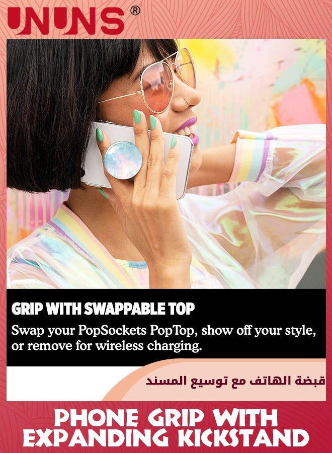 UNUNS 2 Pack Phone Grip With Expanding Kickstand,Collapsible Moblile Phone Grip Stand Holder,PopGrip For Smartphones Tablets Cell Phone - Image 3