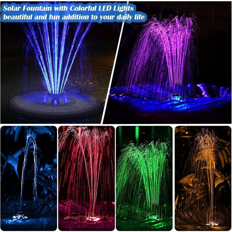 Solar Fountain Pump with 6 Color LED Lights, Upgrade 3W Solar Water Pump with 7 Nozzles with 4 Anti-Collision Bar Solar Water Features for Garden Landscape Fountain, Bird Bath Patio Pond Garden Decor - Image 3