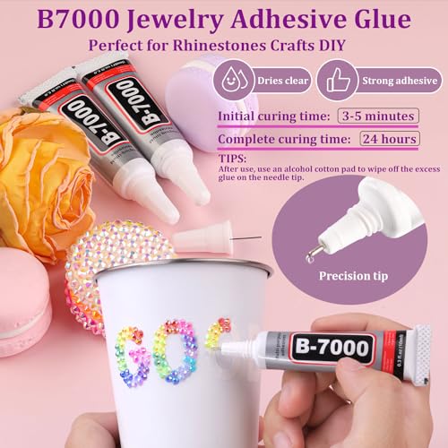 TINKRSTUFF 5200Pcs Resin Jelly Rhinestones for Crafting, Mixed-Color 5mm Flatback Gems, Bedazzling Crystal with 3Pcs 10ml B7000 Jewelry Glue for DIY Crafts Clothing Tumblers Shoes Nail Art - Image 5