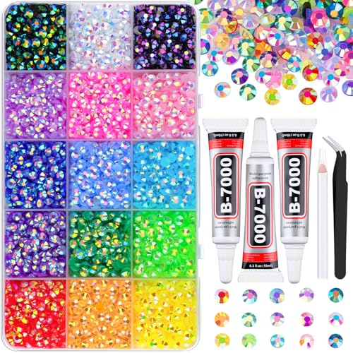 TINKRSTUFF 5200Pcs Resin Jelly Rhinestones for Crafting, Mixed-Color 5mm Flatback Gems, Bedazzling Crystal with 3Pcs 10ml B7000 Jewelry Glue for DIY Crafts Clothing Tumblers Shoes Nail Art - Image 1