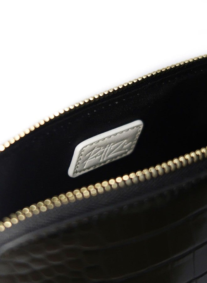 RITTZI Tuxedo Crocodile Cosmetic Bag – Luxury Vegan Leather Makeup Bag, Black & White Travel Organizer - Image 3