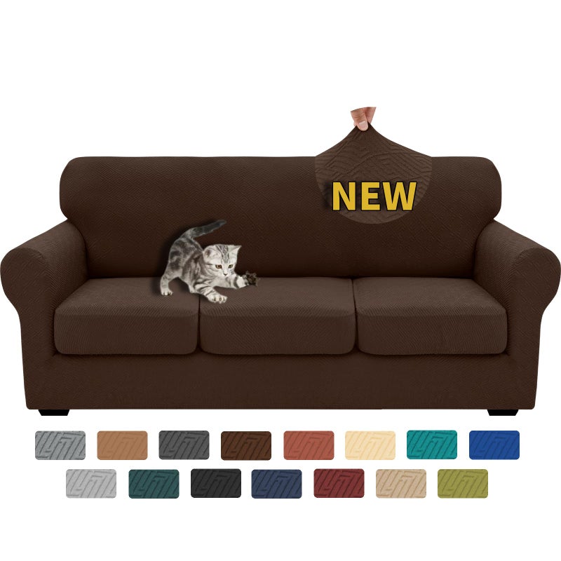 XINEAGE 2025 New 4 Pieces Couch Covers for 3 Cushion Couch Super Stretch Thick Soft Sofa Cover Anti Slip Sofa Slipcover Dogs Cats Furniture Protector Coffee 7191