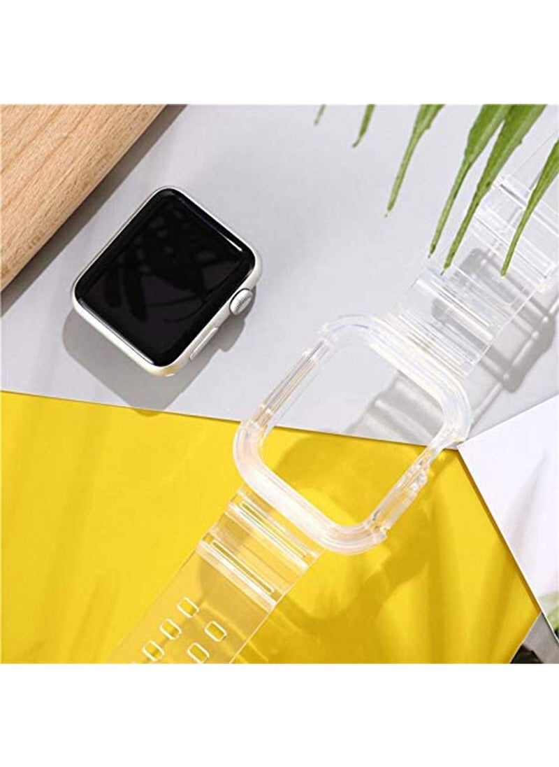 LIMOS - Watch Band for Apple Watch Series 4/5/6/SE, Transparent Clear Soft Strap(Green 42/44mm) - Image 1