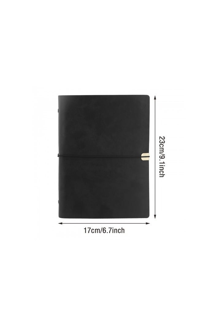 Generic A5 Business Notebook Faux Leather Refillable Journal 160 Pages  suitable for office, school, business, family travel,  Black - Image 2