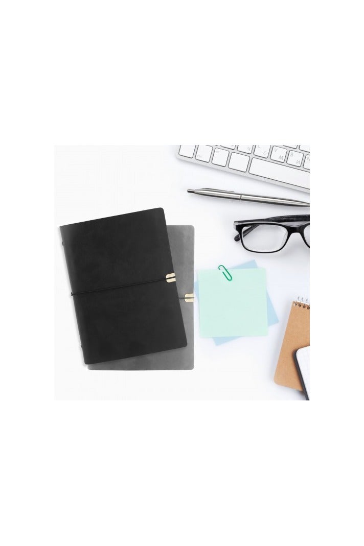 Generic A5 Business Notebook Faux Leather Refillable Journal 160 Pages  suitable for office, school, business, family travel,  Black - Image 3