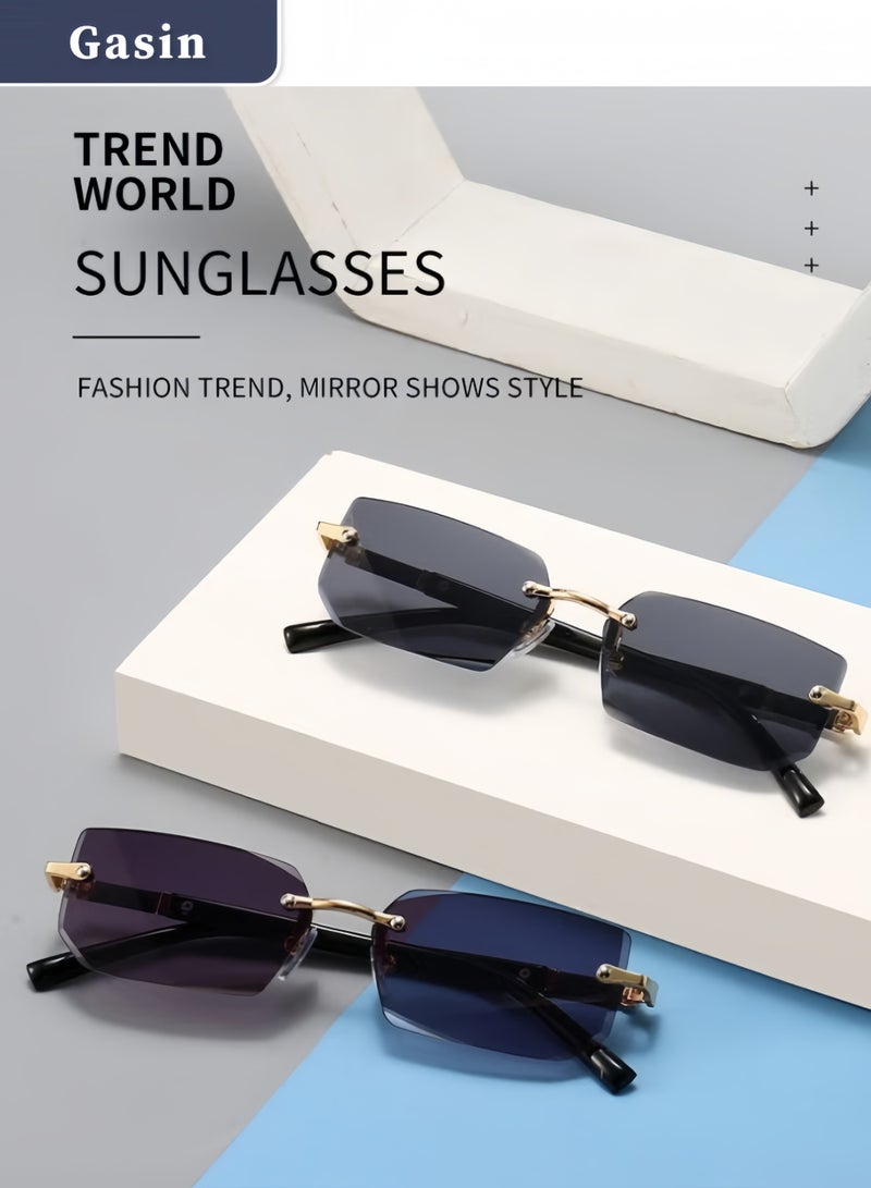 غاز نظارات شمسية بدون إطار للموضة للجنسين – تصميم مخصص، حماية من الأشعة فوق البنفسجية، إطار ذهبي رمادي خفيف الوزن - Image 1