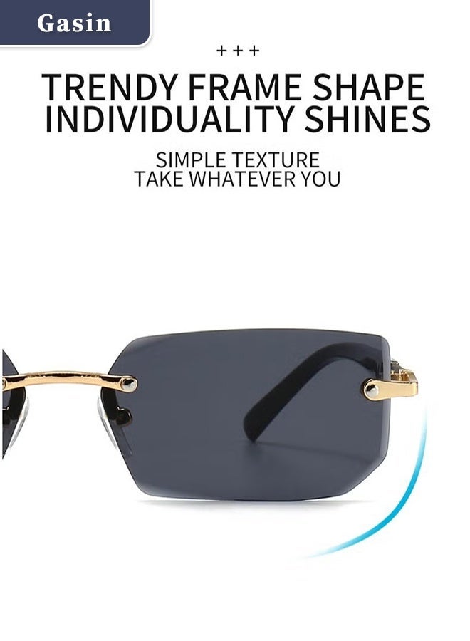 غاز نظارات شمسية بدون إطار للموضة للجنسين – تصميم مخصص، حماية من الأشعة فوق البنفسجية، إطار ذهبي رمادي خفيف الوزن - Image 4