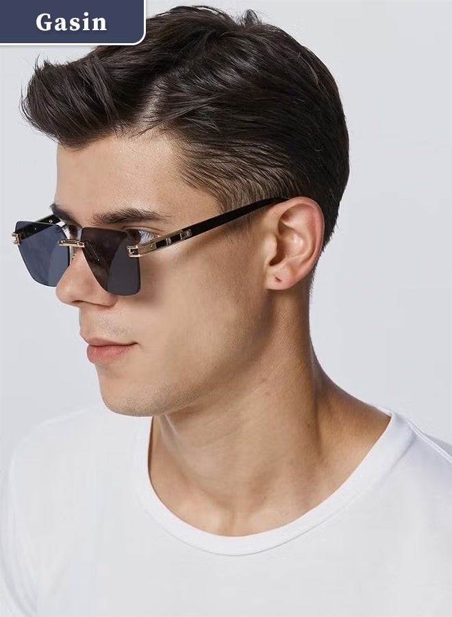 غاز نظارات شمسية بدون إطار للموضة للجنسين – تصميم مخصص، حماية من الأشعة فوق البنفسجية، إطار ذهبي رمادي خفيف الوزن - Image 2