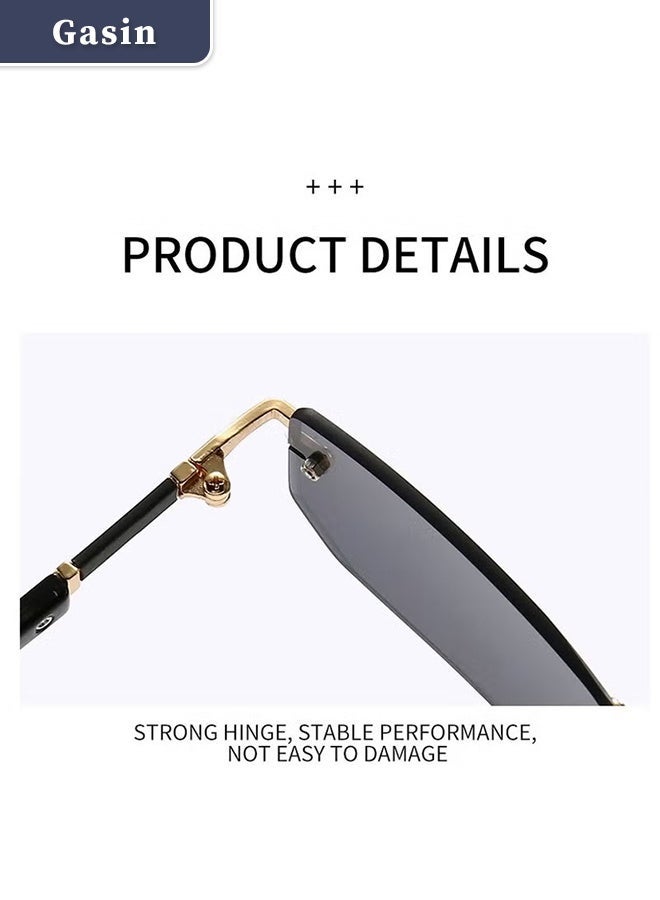 غاز نظارات شمسية بدون إطار للموضة للجنسين – تصميم مخصص، حماية من الأشعة فوق البنفسجية، إطار ذهبي رمادي خفيف الوزن - Image 5