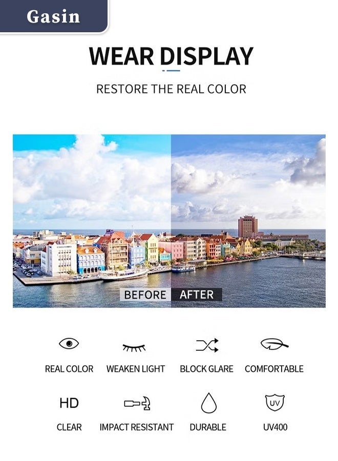 غاز نظارات شمسية بدون إطار للموضة للجنسين – تصميم مخصص، حماية من الأشعة فوق البنفسجية، إطار ذهبي رمادي خفيف الوزن - Image 3