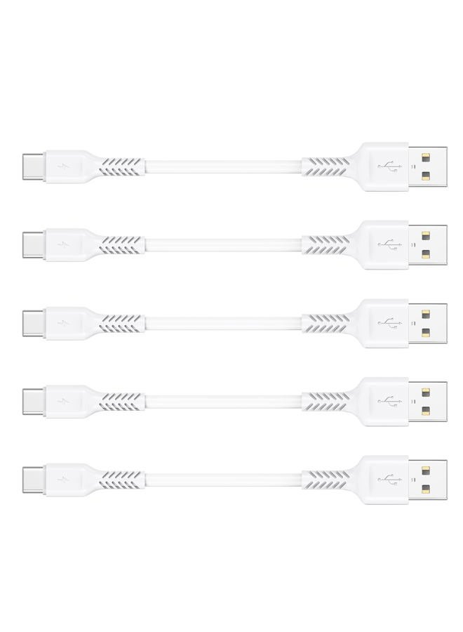 Umefly 4 Inch USB C Cord Short 5 Pack Durable USB A to USB Type C Cable Fast Charging for Charging Station Compatible with Samsung Galaxy Note 10 20 S10 S20 A20 Plus LG (White) - Image 1