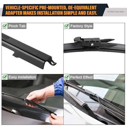 AUTOBOO 28"+28" Windshield Wipers Replacement for 2013-2019 Ford Escape 2015-2023 Edge 2012-2018 Focus 13-19 Fusion-Original Factory Quality (Pack of 2) - Image 3