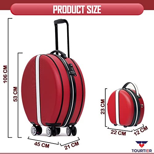 TOURTIER Travel Trolley Medium Luggage Cabin Bag, 20 Inch Abs Luggage Suitcase With 4 Double Spinner Rolling Wheels (Red, 53 cm, hard) - Image 2