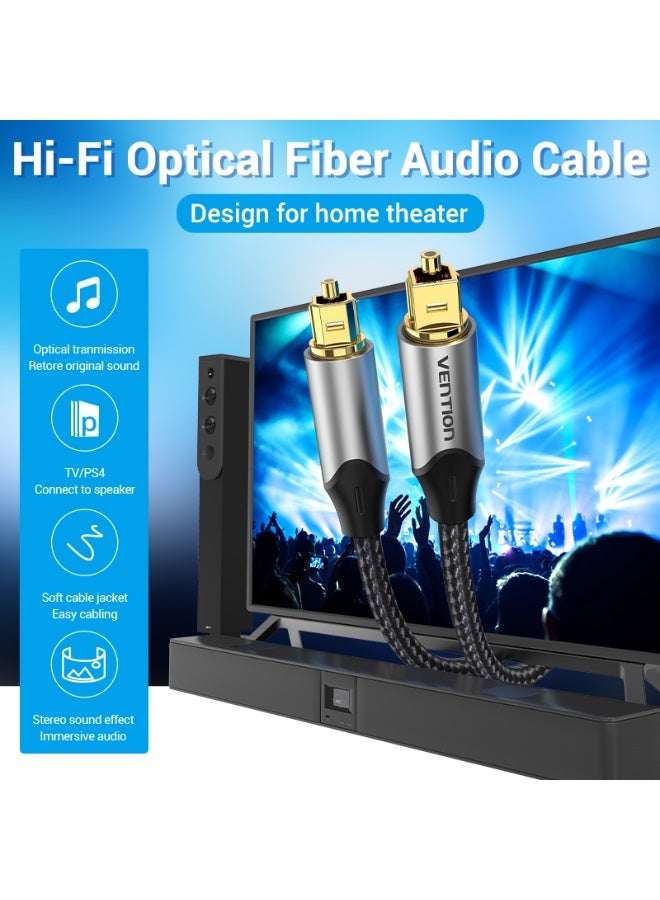 VENTION Optical Fiber Audio Cable Aluminum Alloy Type 1M Gray Model # BAVHF - Image 2