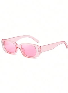 Small irregular rectangular sunglasses for UV protection - pink