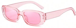 Small irregular rectangular sunglasses for UV protection - pink