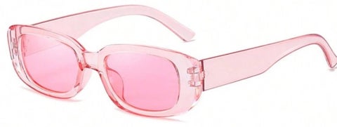 Small irregular rectangular sunglasses for UV protection - pink