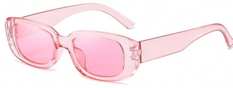 شي إن نظارات شمسية غير منتظمة صغيرة مستطيلة حماية من الأشعة فوق البنفسجية - بينك - Image 1