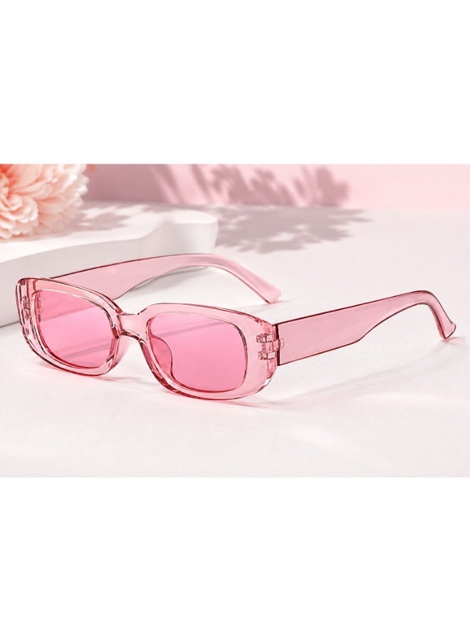 Shein Small irregular rectangular sunglasses for UV protection - pink - Image 1