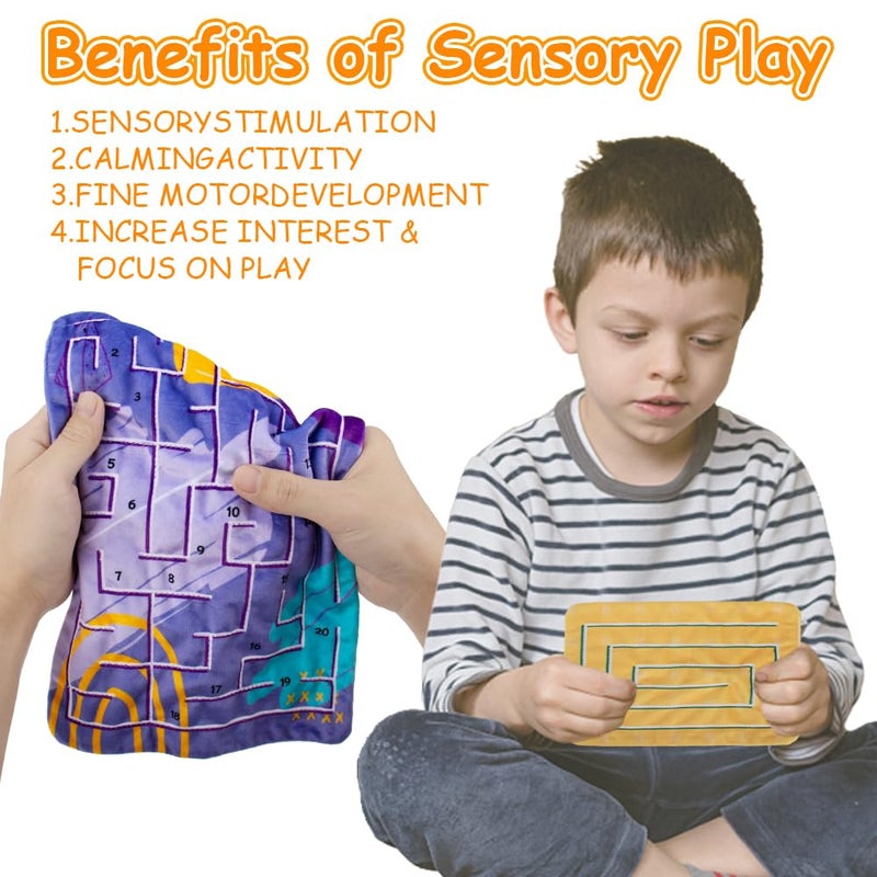 Inbeby 5 Pcs Marble Maze Mat Sensory Fidget Stress Relief Toys,Sensory Mat Anxiety Calming Toys,Tactile Sensory Toys for Kids Adults Teens Autism with Special Needs School Classroom Home Supplies,2 Sizes - Image 2