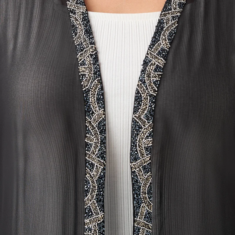 Ulla Popken Plus Size Ulla Popken Embellished Shrug with Long Sleeves
