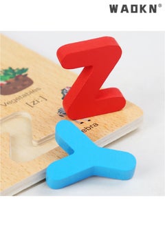 WAOKN English ABC Alphabet Wooden Board Jigsaw Puzzle， A Comprehensive Learning Game for Kids, Educational Toy Encouraging Alphabet Recognition, Spelling, & Fine Motor Skills Development with Fun Jigsaw Pieces  - Image 2