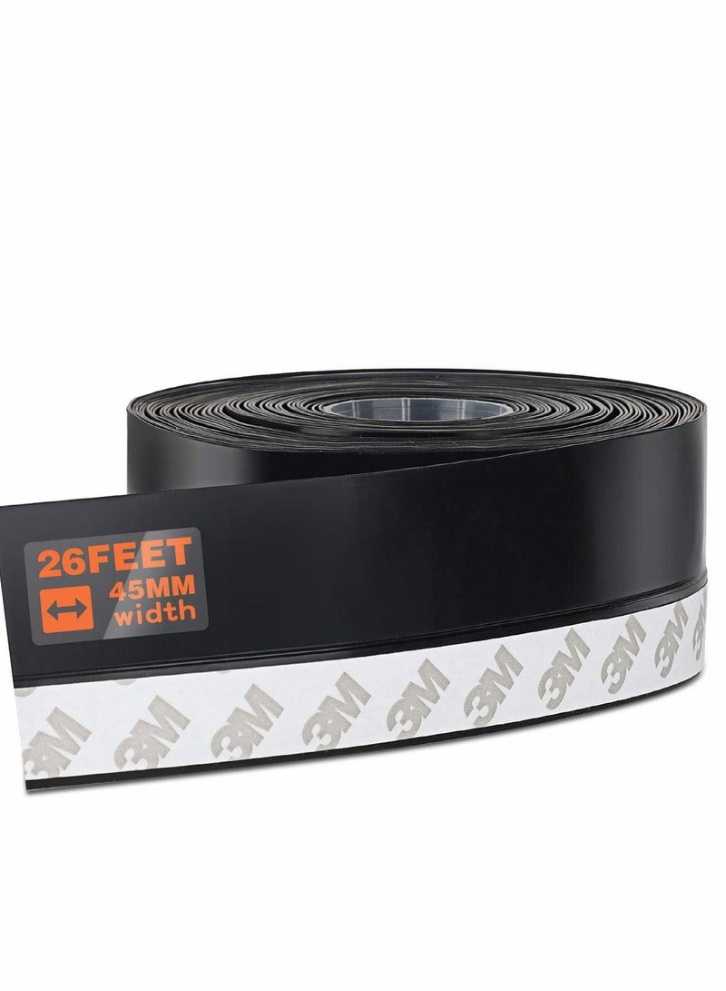 واي آند دي 26 Feet Silicone Seal Strip,Door Weather Stripping Door Strip Window Sealing Tape for Draft Stopper Adhesive Doors Windows and Shower Glass Gaps (Black, 45MM) - Image 1