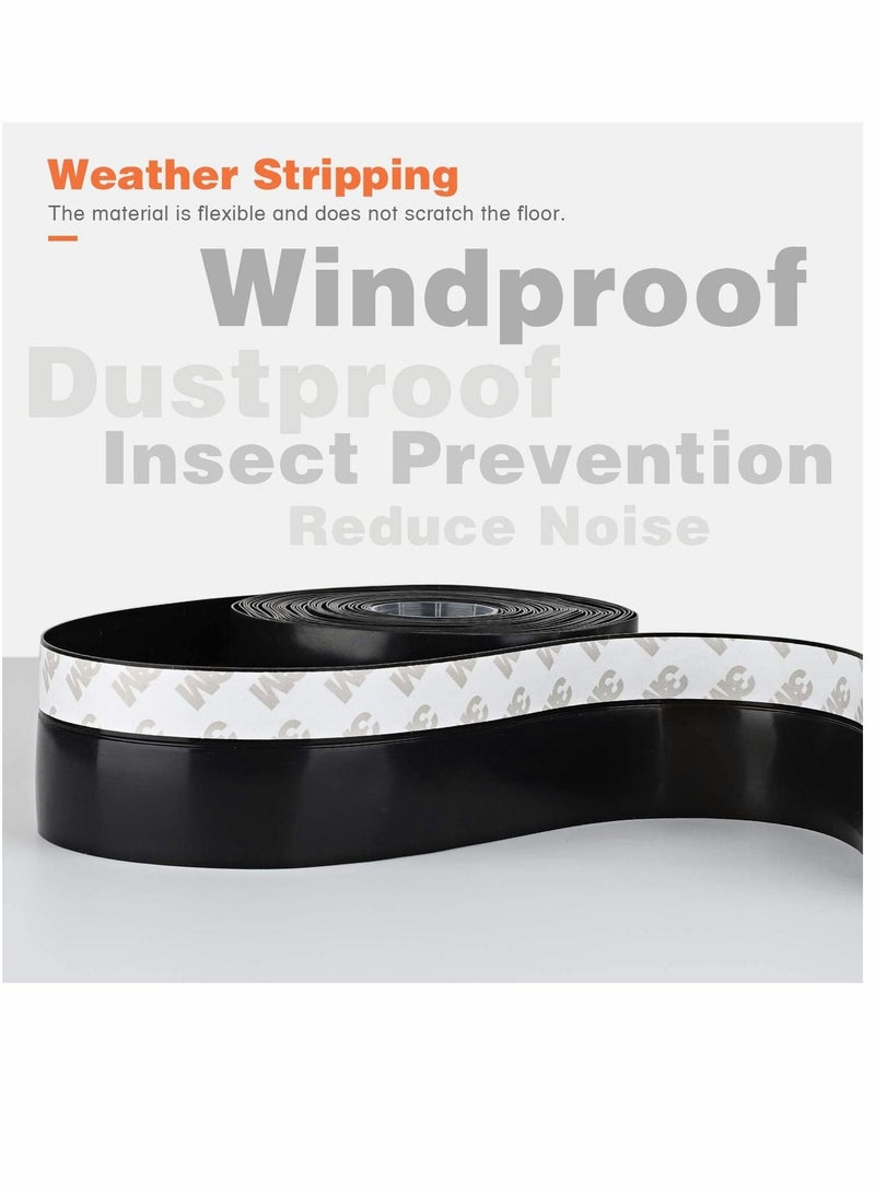 واي آند دي 26 Feet Silicone Seal Strip,Door Weather Stripping Door Strip Window Sealing Tape for Draft Stopper Adhesive Doors Windows and Shower Glass Gaps (Black, 45MM) - Image 2