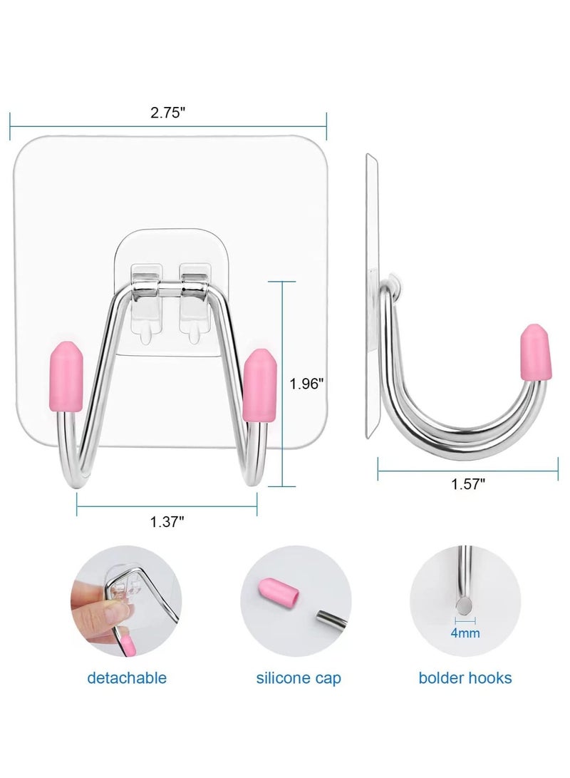 Y&D Self Adhesive Wall Hooks Dual Head Large Heavy Duty for Hanging Utility Kitchen Bathroom Ceiling Reusable Key 12 Pack Max 30lb  - Image 2
