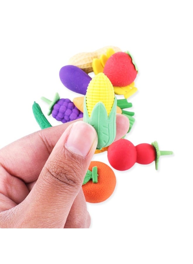 Super Z Outlet Super Z Outlet Colorful Mini Fruits & Vegetables Tiny Foods Miniature Pencil Erasers for Children Party Favors, Classroom Student Prize, School Supplies, Toys & Games (12 Mini Bags, 48 Erasers Total)  - Image 3