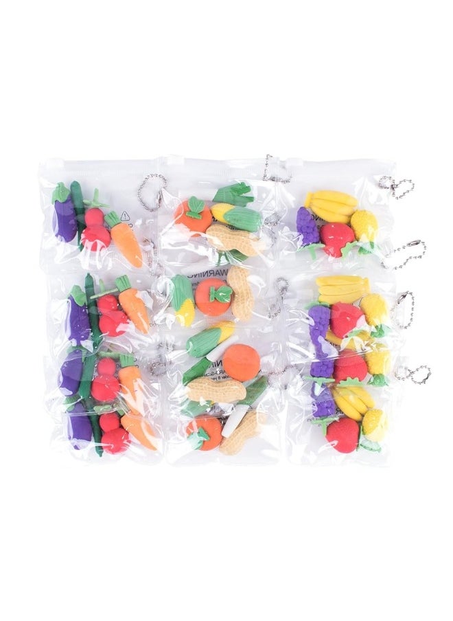 Super Z Outlet Super Z Outlet Colorful Mini Fruits & Vegetables Tiny Foods Miniature Pencil Erasers for Children Party Favors, Classroom Student Prize, School Supplies, Toys & Games (12 Mini Bags, 48 Erasers Total)  - Image 4