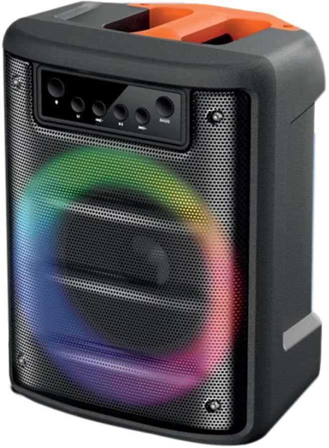 إيروريكس مكبر صوت محمول وقابل لإعادة الشحن، مكبر صوت لاسلكي صغير قابل لإعادة الشحن مع راديو FM ومنافذ USB وSd وAux وTF، مكبر صوت محمول بتقنية البلوتوث مع أضواء LED - Image 1