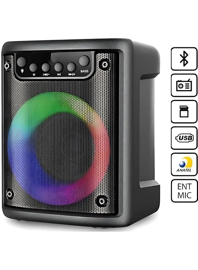 إيروريكس مكبر صوت محمول وقابل لإعادة الشحن، مكبر صوت لاسلكي صغير قابل لإعادة الشحن مع راديو FM ومنافذ USB وSd وAux وTF، مكبر صوت محمول بتقنية البلوتوث مع أضواء LED - Image 4