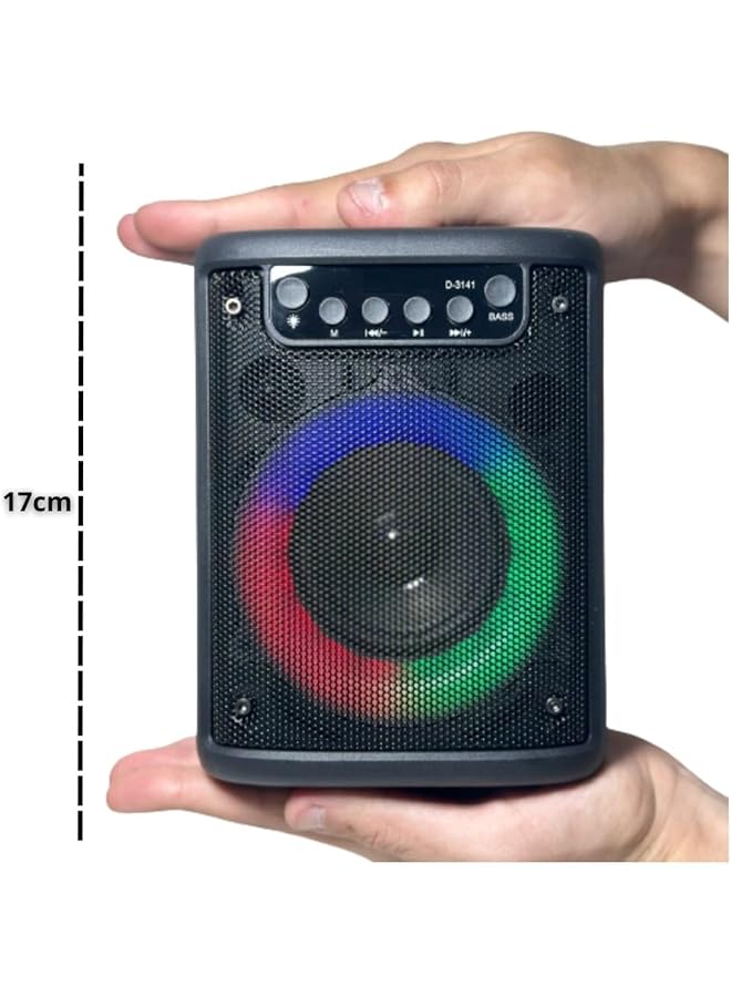 إيروريكس مكبر صوت محمول وقابل لإعادة الشحن، مكبر صوت لاسلكي صغير قابل لإعادة الشحن مع راديو FM ومنافذ USB وSd وAux وTF، مكبر صوت محمول بتقنية البلوتوث مع أضواء LED - Image 2