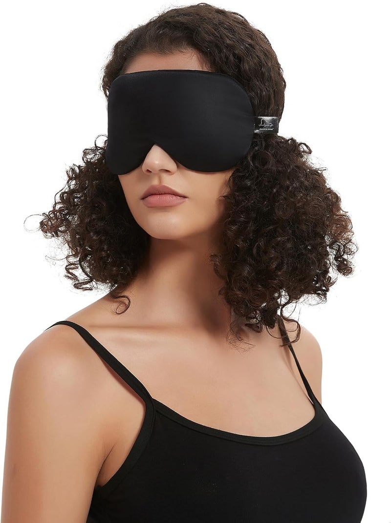 Alaska Bear Sleep Mask Silk Cover Eye Contour Builtin No Pressure for Sleeping Upgrade Over Conventional Flat Satin Eye Masks Machine Washable Black - Image 4
