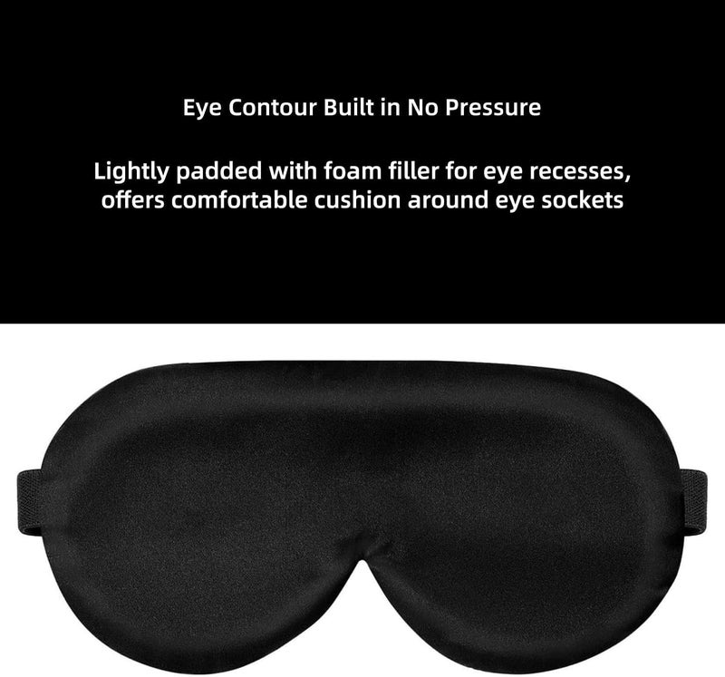 Alaska Bear Sleep Mask Silk Cover Eye Contour Builtin No Pressure for Sleeping Upgrade Over Conventional Flat Satin Eye Masks Machine Washable Black - Image 2