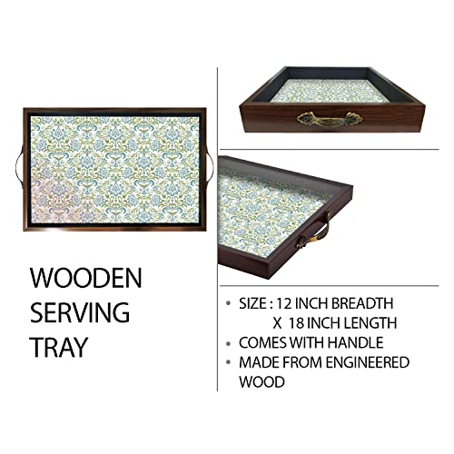 PAPER PLANE DESIGN Wooden Serving Tray For Serving, Table Decoration (12 X 18 Inch, Large, Brown, European Square - Image 5