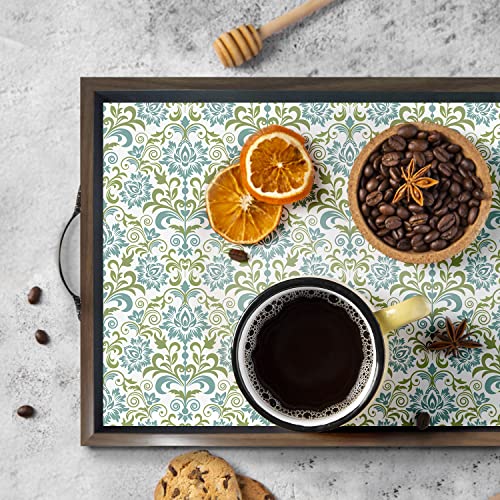 PAPER PLANE DESIGN Wooden Serving Tray For Serving, Table Decoration (12 X 18 Inch, Large, Brown, European Square - Image 1