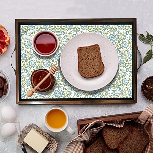 PAPER PLANE DESIGN Wooden Serving Tray For Serving, Table Decoration (12 X 18 Inch, Large, Brown, European Square - Image 4