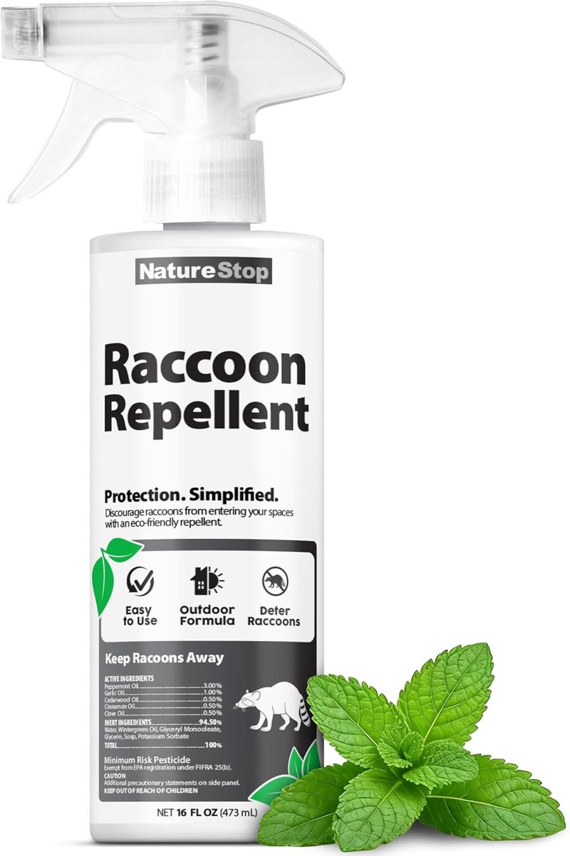 NatureStop Raccoon Repellent Spray, Long-Lasting Repellent for Outdoor Use, 16 oz (475mL) - Image 1
