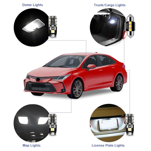 EASY EAGLE LED Interior Car Lights for Toyota-Corolla-2013-2022: 6 Piece Kit White LED Light Bulbs - Super Bright 6000K + Install Tool - Image 3