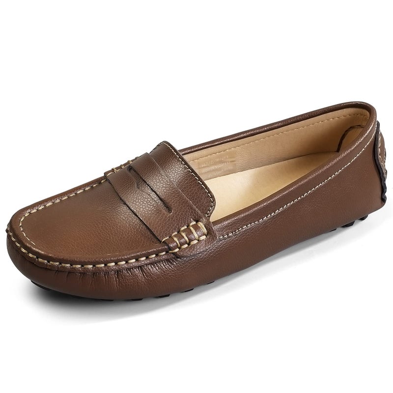 Artisure Women's Classic Handsewn Coffee Bean Genuine Leather Penny Loafers Driving Moccasins Casual Boat Shoes Slip On Fashion Office Comfort Flats 6.5 M US SKS-1221KF065 - Image 2