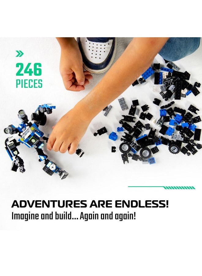 JitteryGit - Robot Building Toy Gift For Boys Perfect Stem Gift For Builders Ages 6 7 8 9 And 10 Year Olds Blue Snabglider (246 Pcs) Robotryx - Image 1
