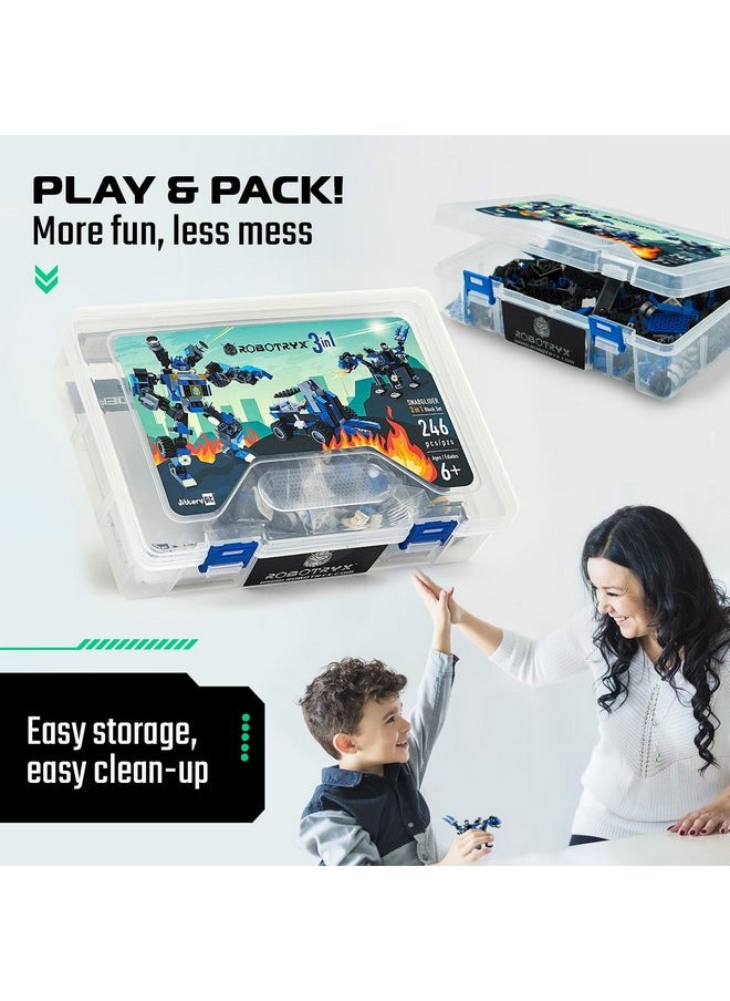 JitteryGit - Robot Building Toy Gift For Boys Perfect Stem Gift For Builders Ages 6 7 8 9 And 10 Year Olds Blue Snabglider (246 Pcs) Robotryx - Image 1