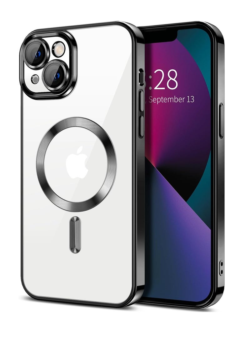 Case Compatible with Iphone 13 (6.1 Inch) Magnetic [Support Magsafe Charger] Wireless Anti-Scratch Shockproof Clear Lens Protector Corner Cushion Durable Full Body Protection Cover (Black) - Image 1