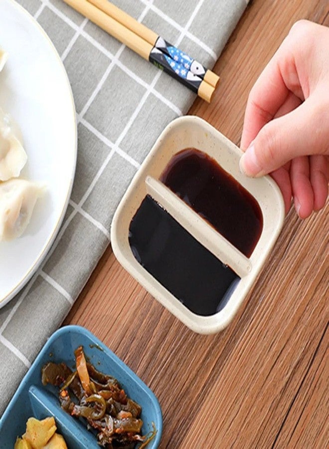 KitchEase Seasoning Platters for Snacks Wheat Straw Small Divided Dip Side Plates | Perfect for Soy Sauce, Condiments, Ketchup, Pickle, Chutney (Pack of 8, Beige) - Image 3
