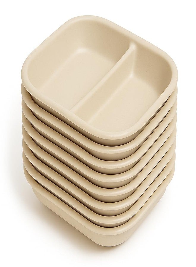 KitchEase Seasoning Platters for Snacks Wheat Straw Small Divided Dip Side Plates | Perfect for Soy Sauce, Condiments, Ketchup, Pickle, Chutney (Pack of 8, Beige) - Image 1