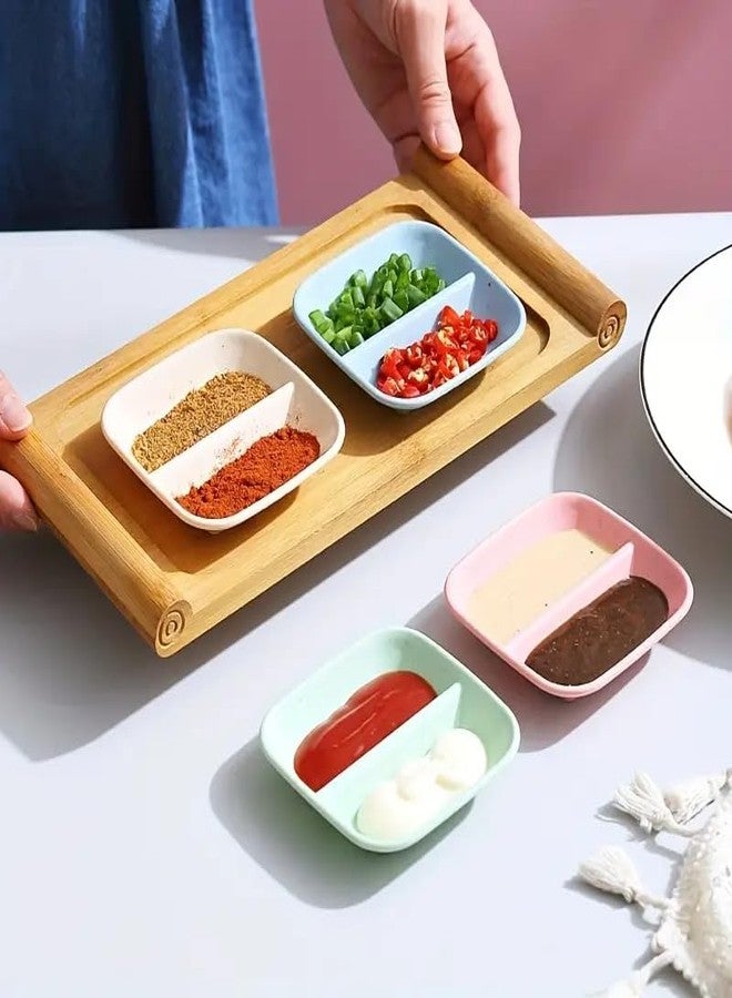 KitchEase Seasoning Platters for Snacks Wheat Straw Small Divided Dip Side Plates | Perfect for Soy Sauce, Condiments, Ketchup, Pickle, Chutney (Pack of 8, Beige) - Image 4
