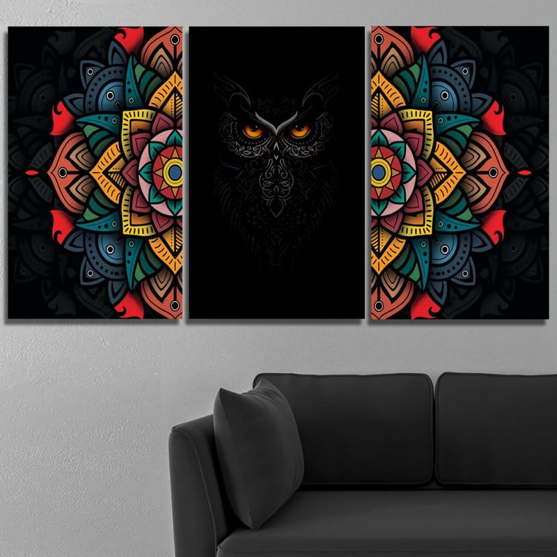 Marktna Three modern-designed canvas panels with a hollow frame, measuring (120×60), three pieces - Image 1