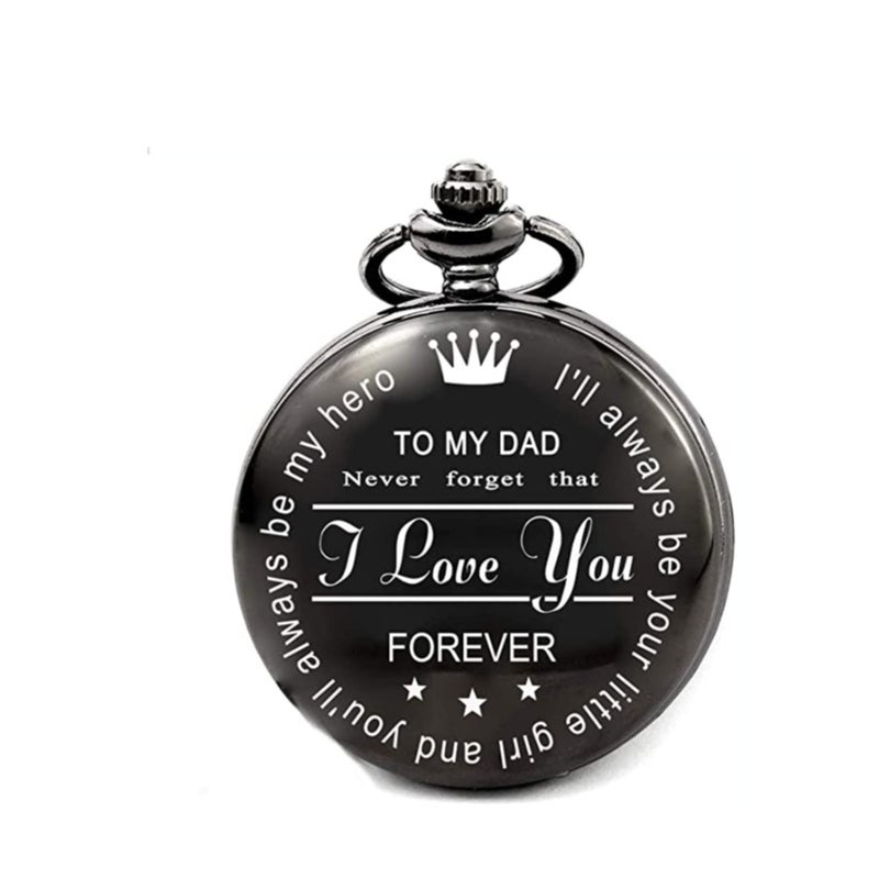 Barakah Pocket Watch, 1pc Pocket Watch, Best Wedding Gift Ideas, Birthday Father's Day Gift Watches, Black Watch Best Gift Carved Pendant Quartz Pocket Watch - Image 1